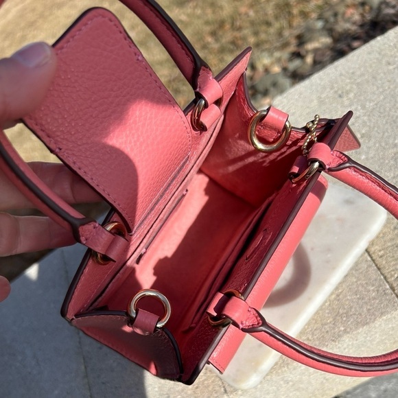 Coach Mini Pepper Taffy Pink Pebble Leather Crossbody NWOT - Picture 6 of 15